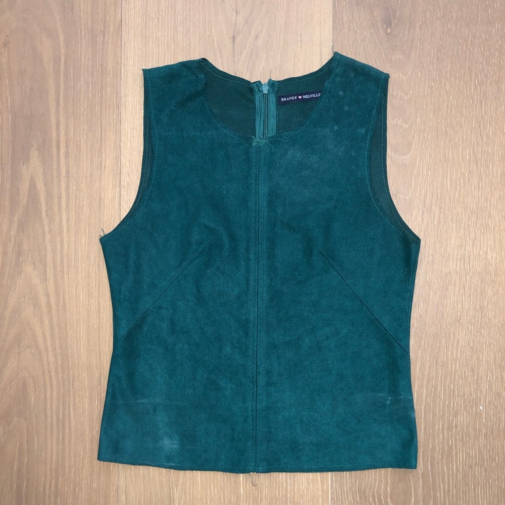 Brandy Melville green suede blouse top
